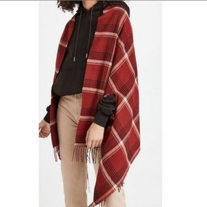 Madewell Buffalo Check Cape Red Scarf NWT